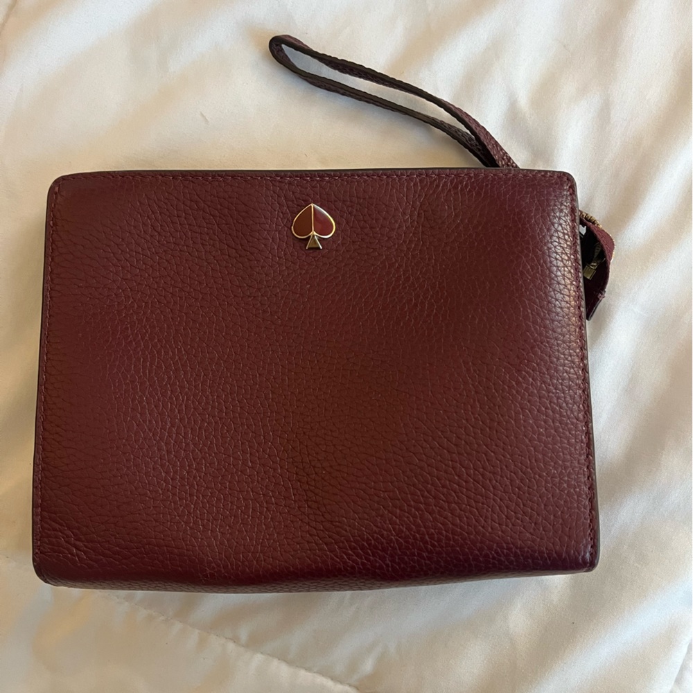 Kate Spade New York Polly Elegant Brown Leather Clutch